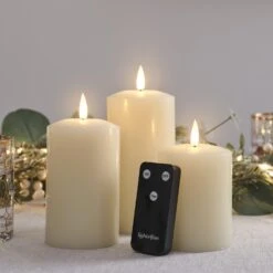 Lot De 3 Bougies Piliers Flamme Réaliste à LED TruGlow® -Éclairage Domestique CA18013 3 bougies piliers flamme realiste a led true glow avec telecommande
