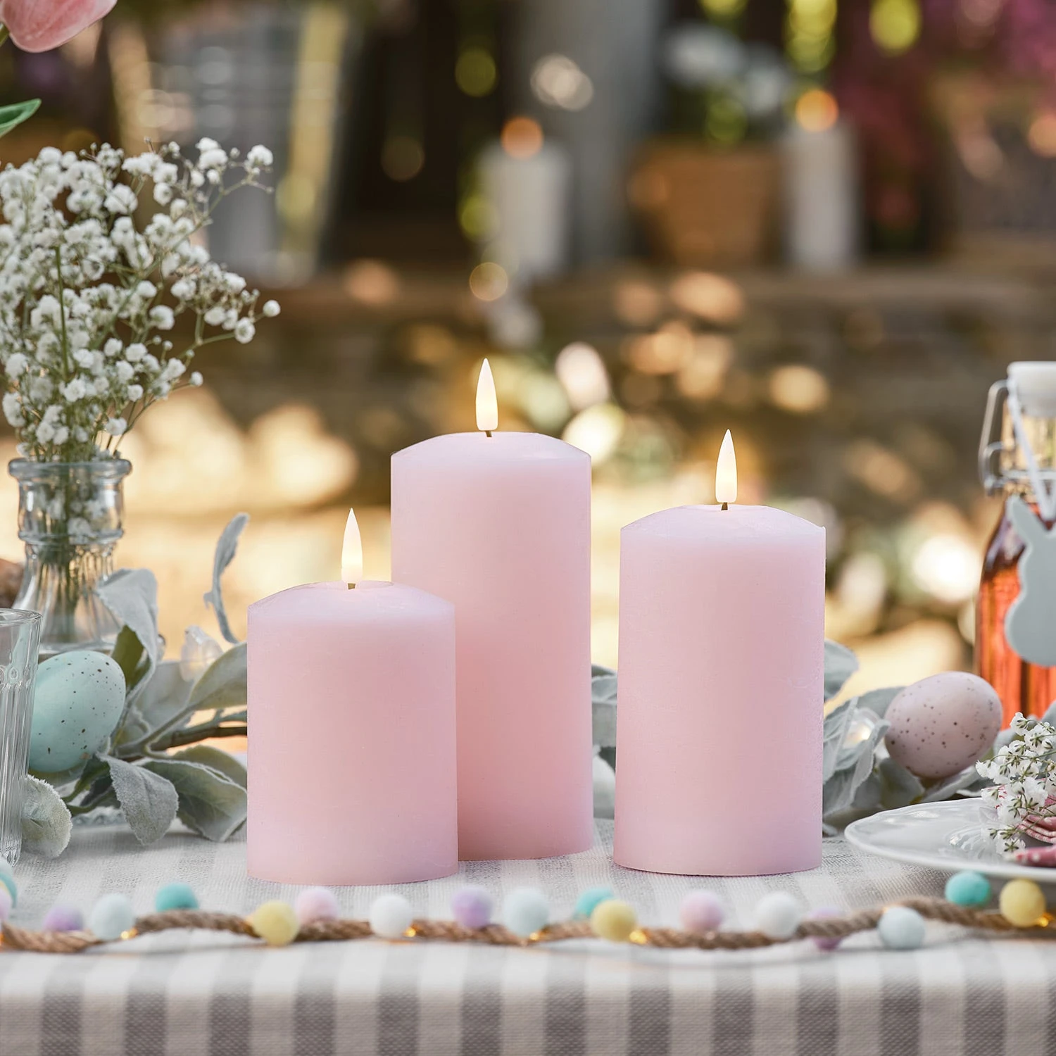 3 Bougies Piliers TruGlow® Rose Pastel Avec Télécommande 2 3 Bougies Piliers TruGlow® Rose Pastel Avec Télécommande – Image 2
