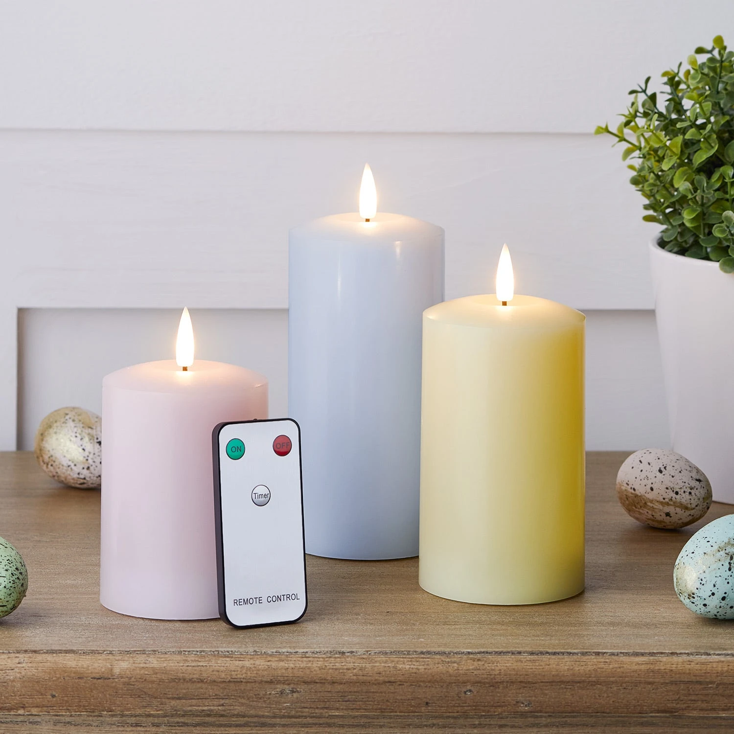 Lot 3 Bougies Piliers TruGlow® à LED Pastel Avec Télécommande 3 Lot 3 Bougies Piliers TruGlow® à LED Pastel Avec Télécommande – Image 3