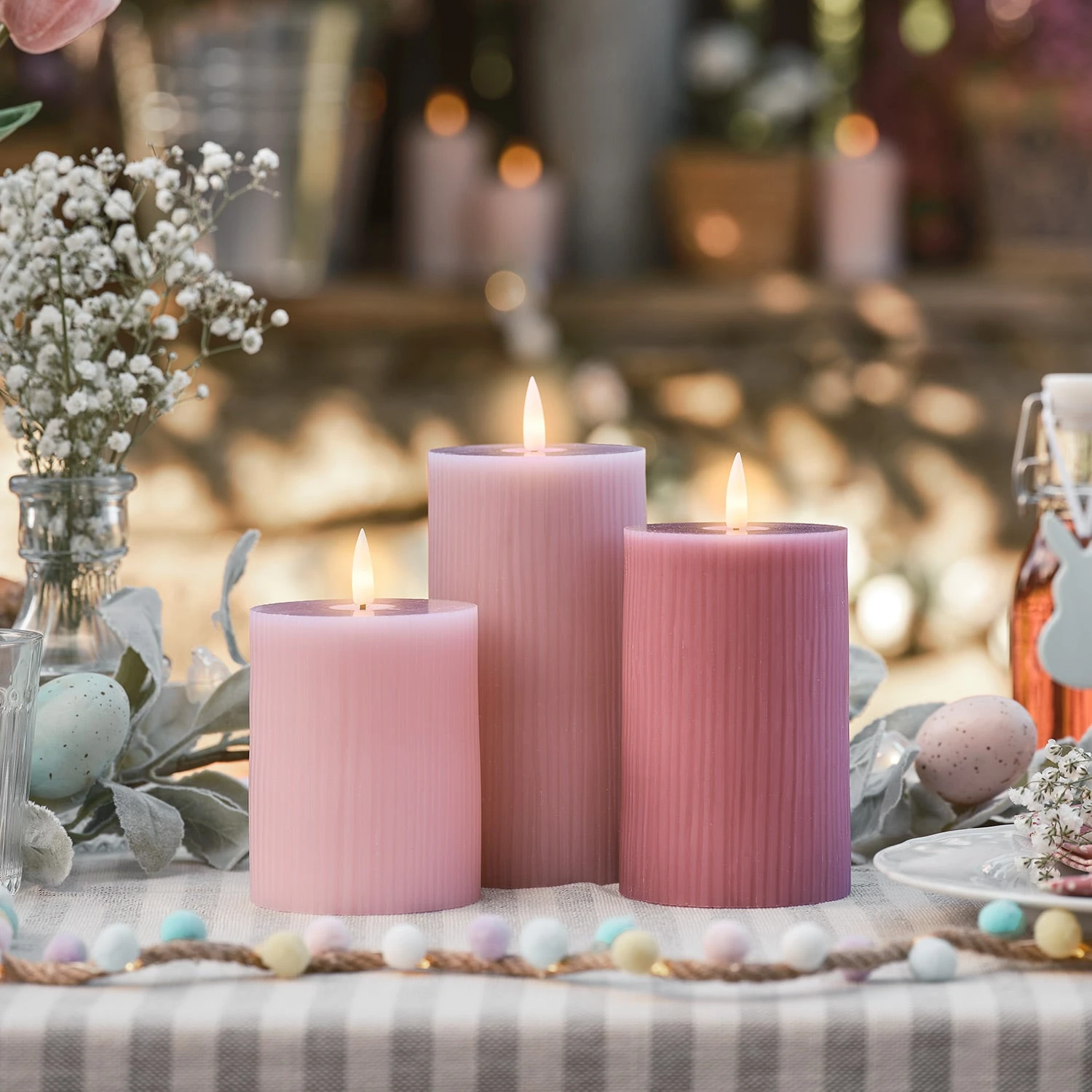 3 Bougies Piliers TruGlow® Rose Pâle à LED 2 3 Bougies Piliers TruGlow® Rose Pâle à LED – Image 2