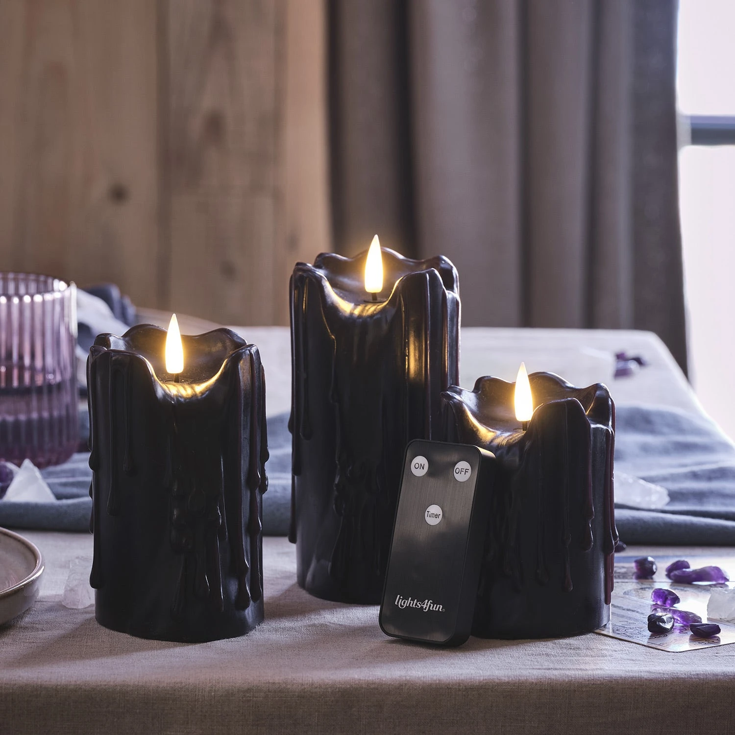 3 Bougies Noires TruGlow® à Effet Cire Fondue 8 3 Bougies Noires TruGlow® à Effet Cire Fondue – Image 8