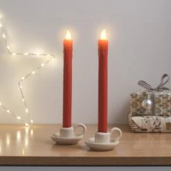 Lot De 2 Chandelles En Cire Rouge Avec Télécommande -Éclairage Domestique CA25012 lot de 2 chandelles en cire rouge avec telecommande 2