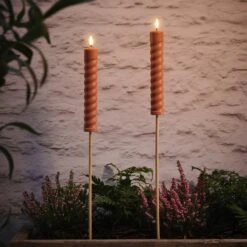 Lot De 2 Bougies Torches Solaires TruGlow® Couleur Terracotta
