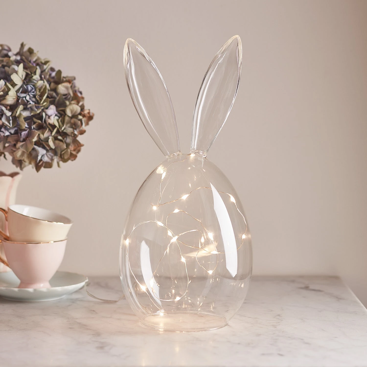 Lot De Cloche En Verre Avec Oreilles De Lapin Et Guirlande Micro LED 1 Lot De Cloche En Verre Avec Oreilles De Lapin Et Guirlande Micro LED