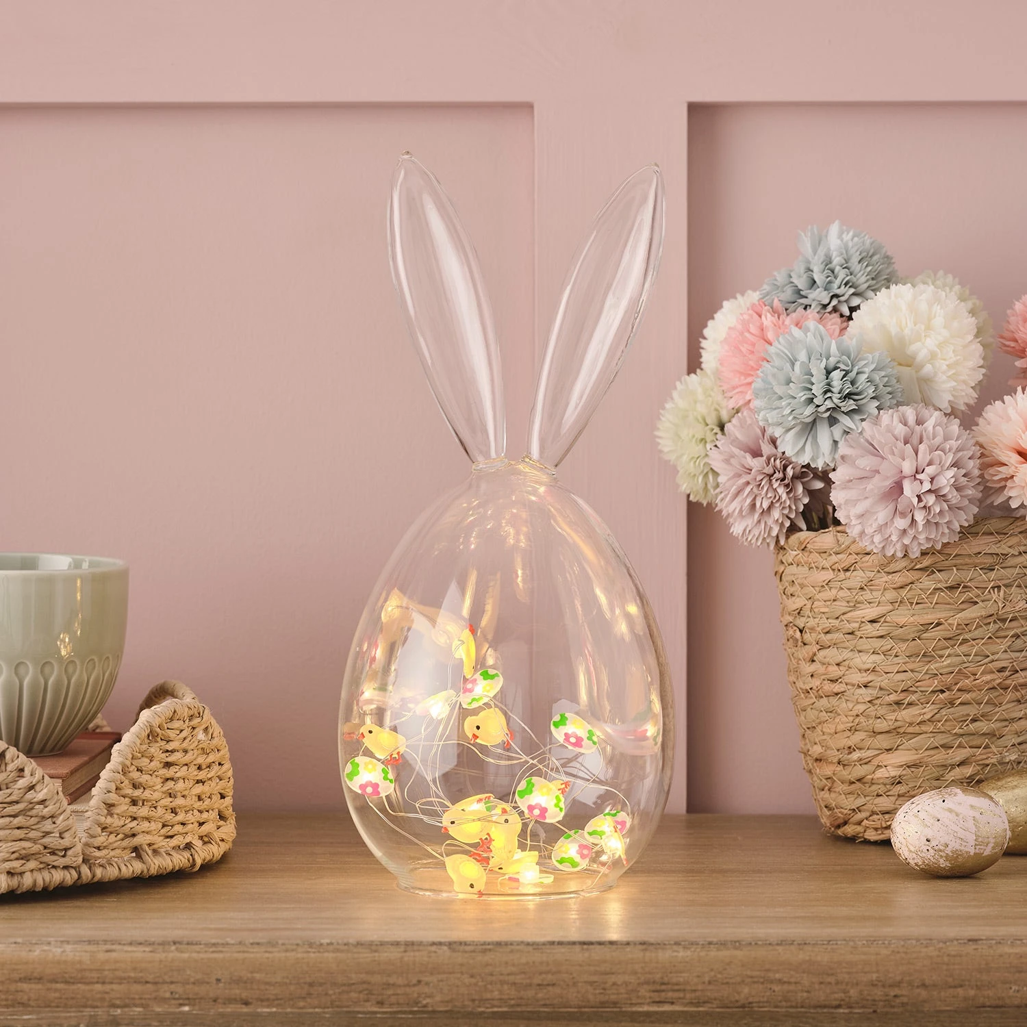 Lot De Cloche En Verre Avec Oreilles De Lapin Et Guirlande Lumineuse Œufs Et Poussins 1 Lot De Cloche En Verre Avec Oreilles De Lapin Et Guirlande Lumineuse Œufs Et Poussins