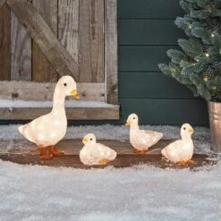 Déco De Noël Famille De Canards En Acrylique