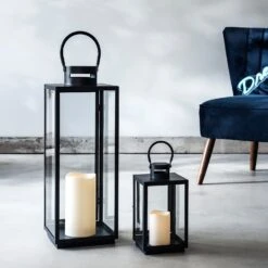 Malvern Lot De 2 Lanternes De Jardin -Éclairage Domestique D LA170012 Malvern Black Candle Lantern Bundle Pair Urban House Chair P2