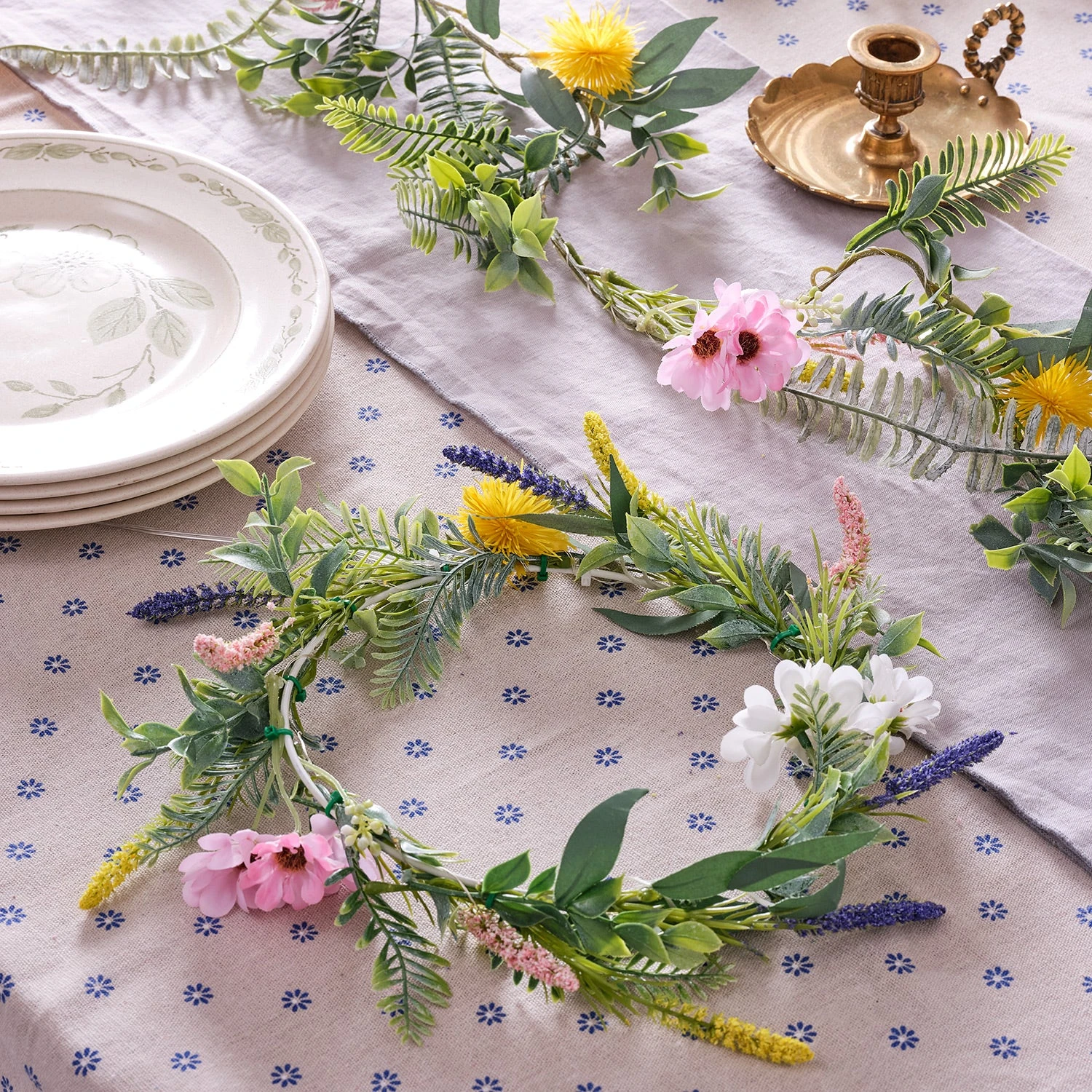 Lot De Couronne Et Guirlande Printanière Pré-éclairées 2 Lot De Couronne Et Guirlande Printanière Pré-éclairées – Image 2