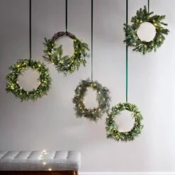 Couronne De Gui Effet Givré Pré-illuminée -Éclairage Domestique D WR1703 couronne de gui effet givre pre illuminee p1