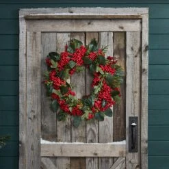 Grande Couronne De Noël Pré-illuminée Aux Baies Rouges -Éclairage Domestique D WR2007 grande couronne de noel pre illuminee aux baies rouges p3