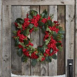 Grande Couronne De Noël Pré-illuminée Aux Baies Rouges -Éclairage Domestique D WR2007 grande couronne de noel pre illuminee aux baies rouges p4