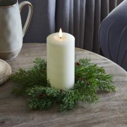 Lot Couronne De Noël Pour Bougie Baies Rouges Avec Bougie TruGlow®