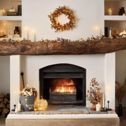 Lot Couronne Et Guirlande Automnales -Éclairage Domestique D WR21011GA lot couronne et guirlande automnales tons oranges 3