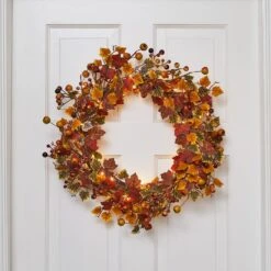 Couronne Automnale Pré-éclairée De 46 Cm 5 Couronne Automnale Pré-éclairée De 46 Cm -Éclairage Domestique D WR21011 couronne automnale pre eclairee de 46 cm 2