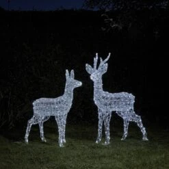 Duo De Rennes Lumineux à Piles Swinsty, Cerf Et Biche à LED Bicolore