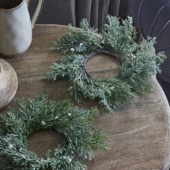 Lot De 2 Couronnes De Noël Pour Bougie Baies Blanches