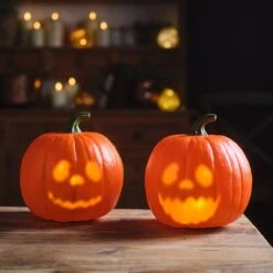 Lot De 2 Citrouilles Animées D’Halloween à Effets Sonores & Visuels