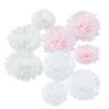 Lot De 9 Pompons En Papier Roses, Blancs Et Ivoires