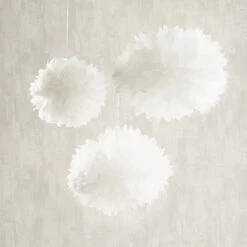 Lot De 9 Pompons En Papier Blancs Et Ivoires -Éclairage Domestique D9 POMPOM WYW 3 pompons en papier ivoire