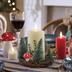 Couronne De Noël Pour Bougie, à Sapins Et Champignons -Éclairage Domestique DE24008 couronne de noel pour bougie a sapins et champignons 3