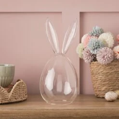 Cloche En Verre Avec Oreilles De Lapin, Décoration De Pâques
