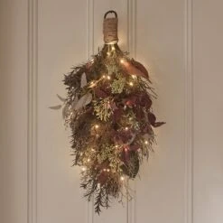 Lot De Couronne & Bouquet Mural Automne-Hiver Pré-éclairés 13 Lot De Couronne & Bouquet Mural Automne-Hiver Pré-éclairés -Éclairage Domestique DE25005 bouquet mural pre eclaire automne hiver 2