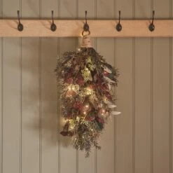 Lot De Couronne & Bouquet Mural Automne-Hiver Pré-éclairés 16 Lot De Couronne & Bouquet Mural Automne-Hiver Pré-éclairés -Éclairage Domestique DE25005 bouquet mural pre eclaire automne hiver 5