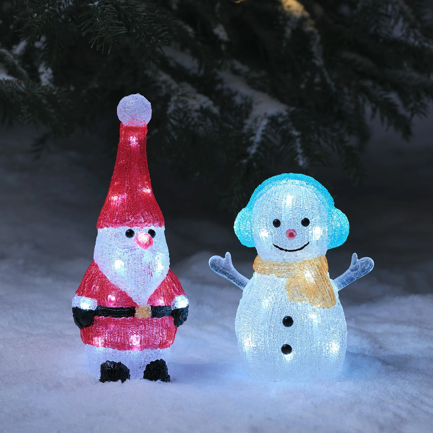 Lot De Figurines Lumineuses De Père Noël Et Bonhomme De Neige En Acrylique 1 Lot De Figurines Lumineuses De Père Noël Et Bonhomme De Neige En Acrylique