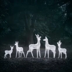 Grande Famille De Rennes Lumineux En Acrylique Swinsty, à LED Bicolores