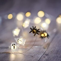 Lot De Cloche En Verre & Guirlande Micro LED Fantômes Et Araignées -Éclairage Domestique HA25015 guirlande micro led fantomes et araignees 1