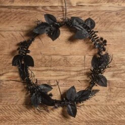 Lot De Couronne Et Guirlande Pré-éclairées D’Halloween Aux Feuillages Noirs 14 Lot De Couronne Et Guirlande Pré-éclairées D’Halloween Aux Feuillages Noirs -Éclairage Domestique Ha25013 Couronne Pre eclaire Feuillage Noir d Halloween eteinte