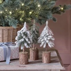 Lot De 3 Sapins De Noël Enneigés De 21 Cm