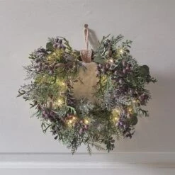 Couronne En Forme De Cœur Pré-illuminée Aux Baies Pourpres