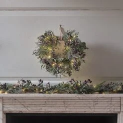 Couronne En Forme De Cœur Pré-illuminée Aux Baies Pourpres -Éclairage Domestique L4F25010 couronne en forme de coeur pre illuminee aux baies pourpres 5