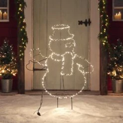 Silhouette Bonhomme De Neige Sur Piquet – Décoration De Noël Extérieure