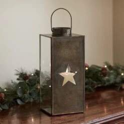 Duo De Lanternes Étoilées En Verre Et Métal Cuivré Avec Bougies TruGlow® -Éclairage Domestique LA21015 Grande Lanterne Lumineuse Etoilee en Metal avec bougie 59b196fd 6c67 4dcc 9627 926766036543
