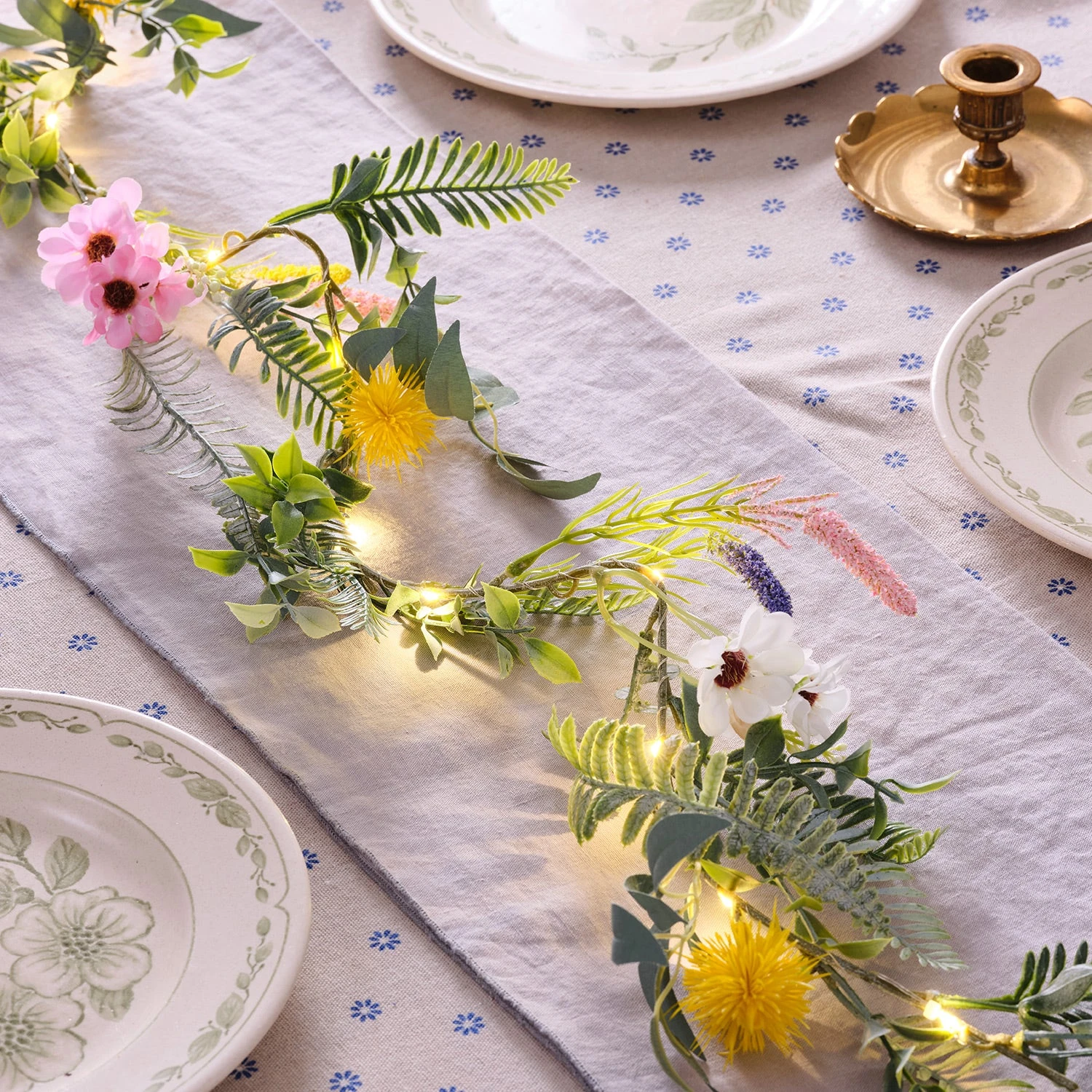 Lot De Couronne Et Guirlande Printanière Pré-éclairées 3 Lot De Couronne Et Guirlande Printanière Pré-éclairées – Image 3