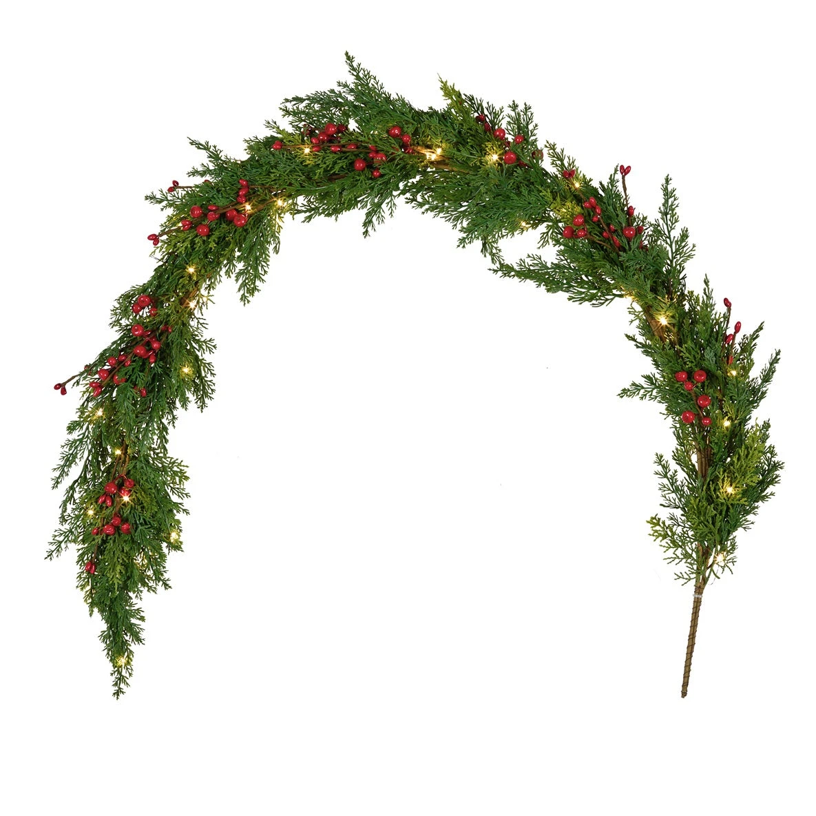 Guirlande De Noël Pré-éclairée Aux Baies Rouges 6 Guirlande De Noël Pré-éclairée Aux Baies Rouges – Image 6