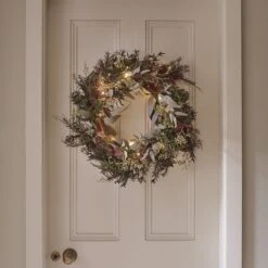 Couronne Automne Hiver Pré-éclairée De 60 Cm -Éclairage Domestique LL WR23001 couronne automne hiver pre eclairee de 60 cm 2 1