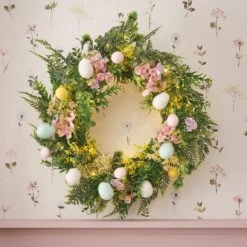 Couronne De Pâques Pré-éclairée De 60 Cm Avec Œufs De Pâques -Éclairage Domestique LL WR25002 couronne de paques pre eclairee de 60 cm avec oeufs de paques 2