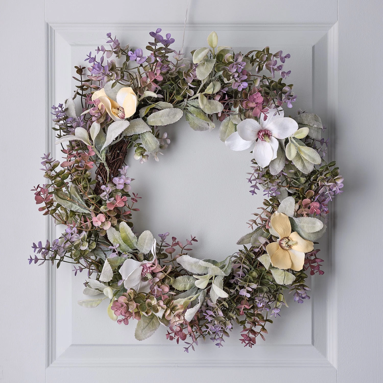 Grande Couronne De Fleurs Printanières Pré-éclairée De 60 Cm 4 Grande Couronne De Fleurs Printanières Pré-éclairée De 60 Cm – Image 4