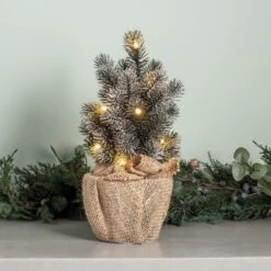 Sapin De Noël Artificiel 30cm Avec 8 LED Blanc Chaud à Piles -Éclairage Domestique LL17026 Sapin de Noel Miniature Enneige Illumine de 30cm P1