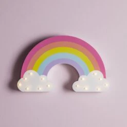 Applique Murale Enfant En Forme D'Arc-en-Ciel En Bois à Piles