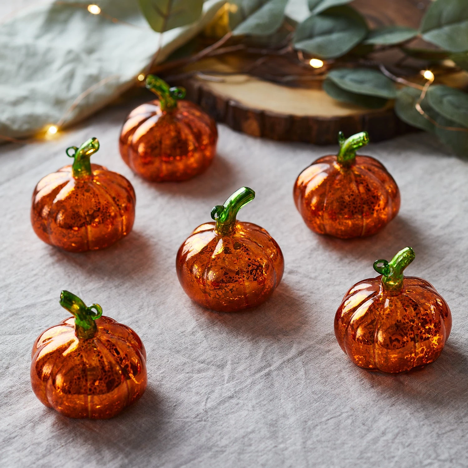 6 Citrouilles Lumineuses Miniatures En Verre 3 6 Citrouilles Lumineuses Miniatures En Verre – Image 3