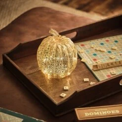 Citrouille Lumineuse En Verre à La Patine Dorée 11 Citrouille Lumineuse En Verre à La Patine Dorée -Éclairage Domestique LL20047 citrouille lumineuse a la patine doree 3