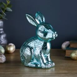 Déco De Pâques Lapin Lumineux En Verre Moucheté -Éclairage Domestique LL21045 deco de paques lapin lumineux en verre mouchete eteint