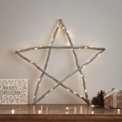 Étoile Lumineuse En Bois Gris -Éclairage Domestique LL21098 Etoile Lumineuse de noel en Bois Gris 1
