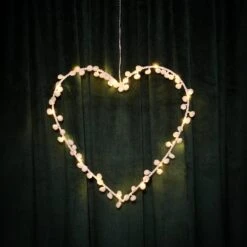 Cœur Lumineux à Pompons Blanc -Éclairage Domestique LL22009 coeur lumineux a pompons blanc