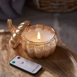 Bougie Citrouille TruGlow® En Verre Moucheté -Éclairage Domestique LL22070 bougie citrouille truglow en verre mouchete avec telecommande