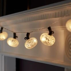 Guirlande Lumineuse 10 Citrouilles En Argent Antique à Tiges Noires